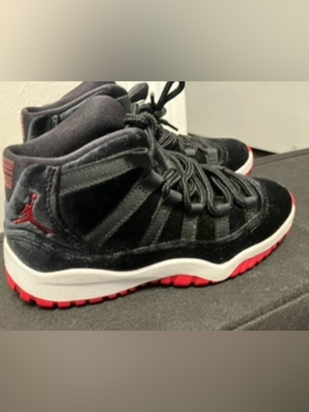 Jordan Kids Black and Red High-Top Sneakers